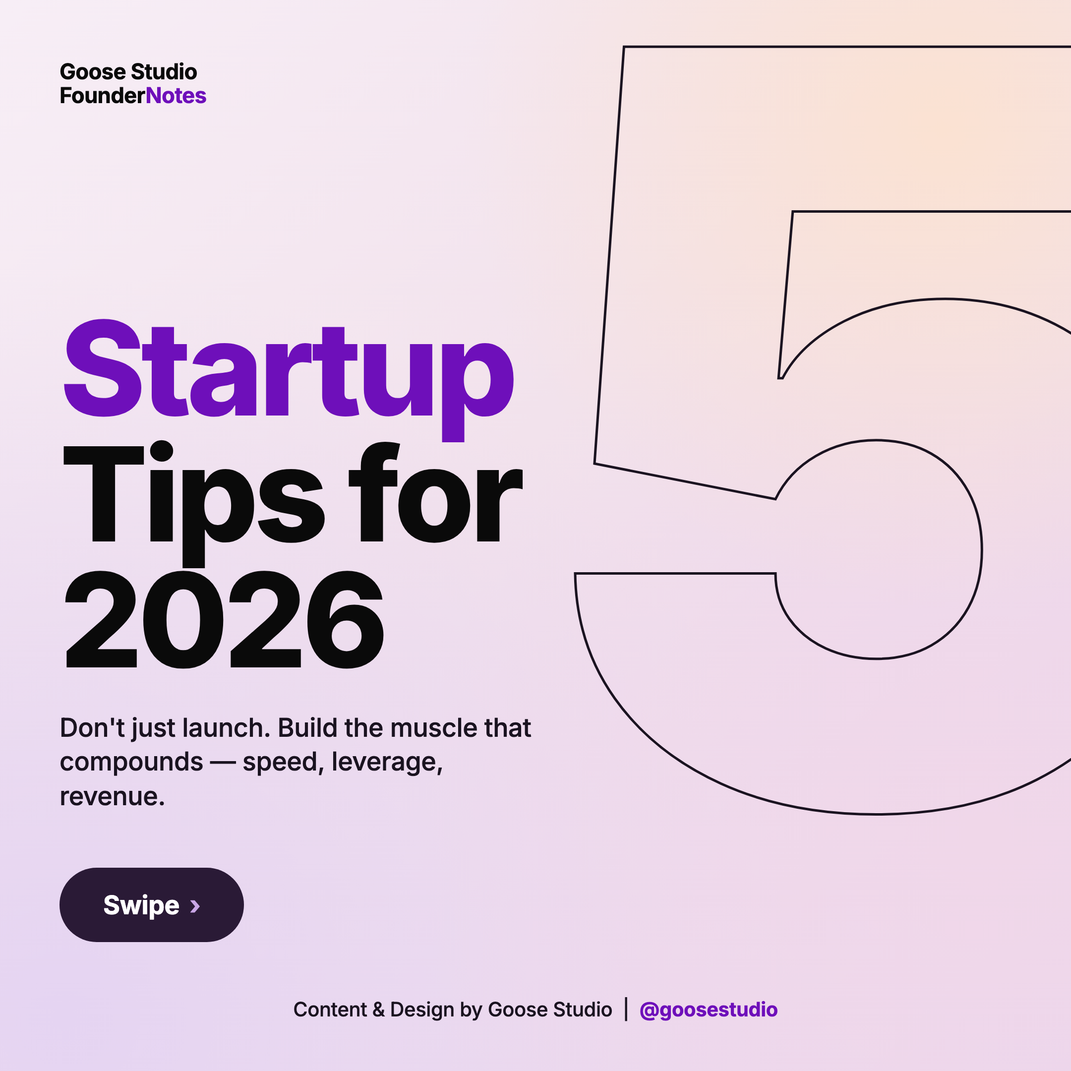 Cover slide — the signature two-tone headline + outline 5 + plum pill