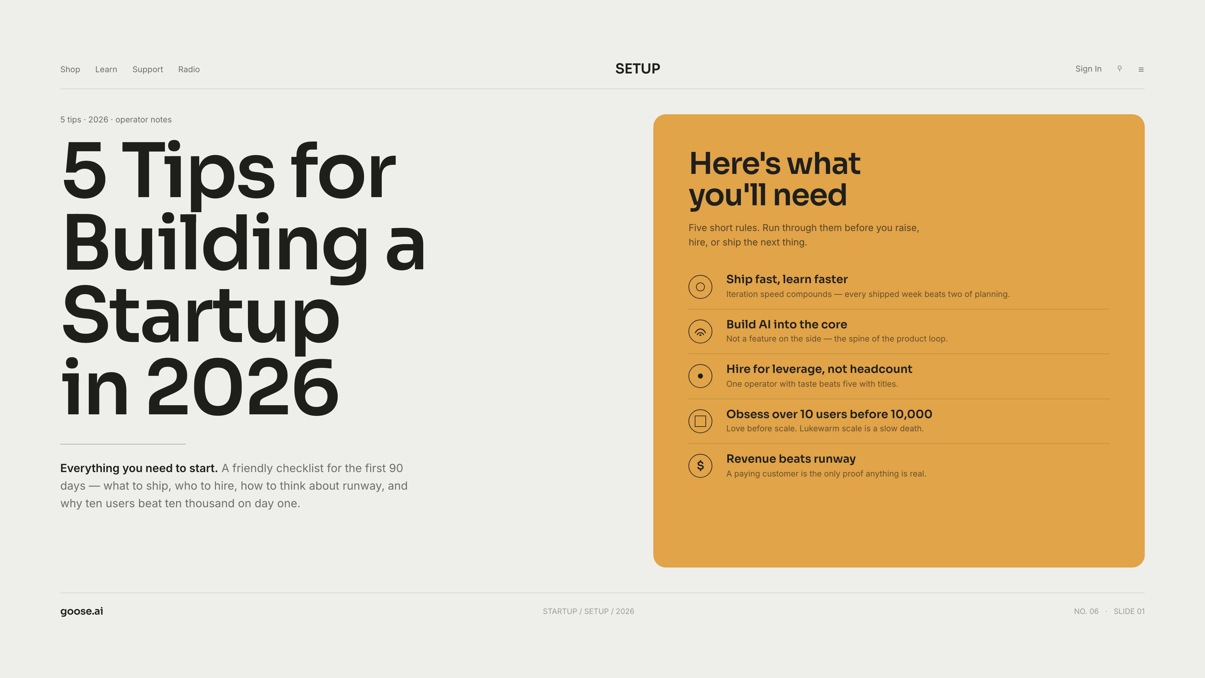 Mustard Setup — slides