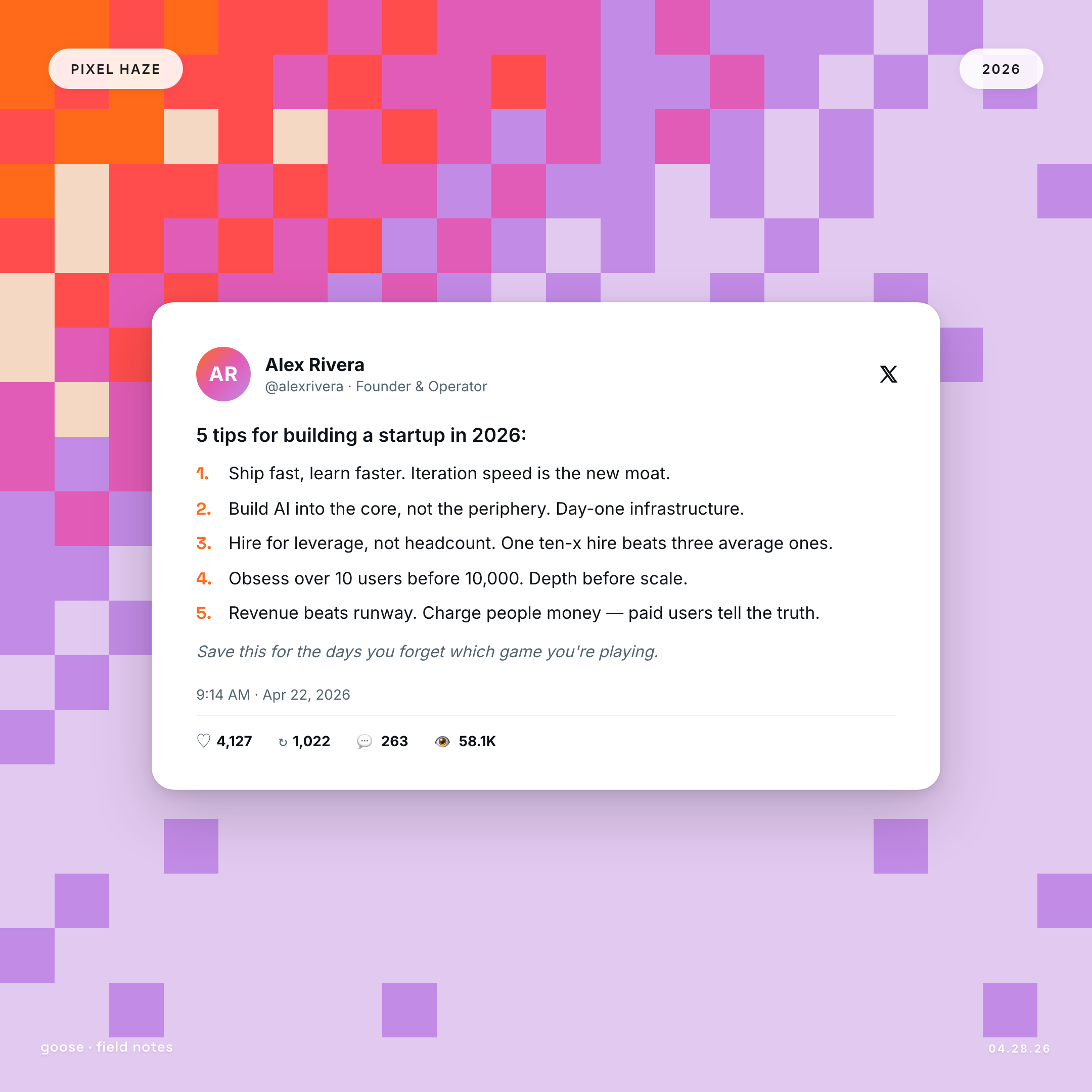 Pixel Haze — tweet